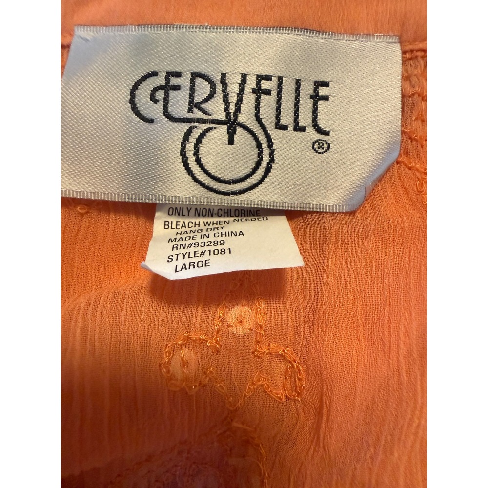Cervelle Coral Sequin Embroidered Tunic Top Large Boho beach resort whimsi sheer - Picture 5 of 6